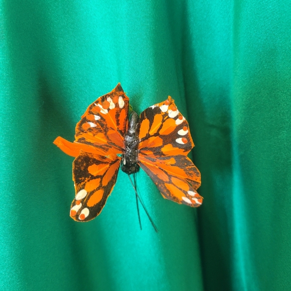 Blondie NITES Evening Gown Maxi Dress Green Satin Crossback BUTTERFLY - Picture 15 of 16